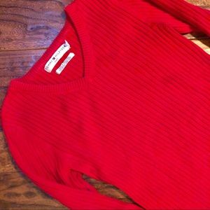 Red Tommy Hilfiger Jeans Ribbed Knit Sweater M